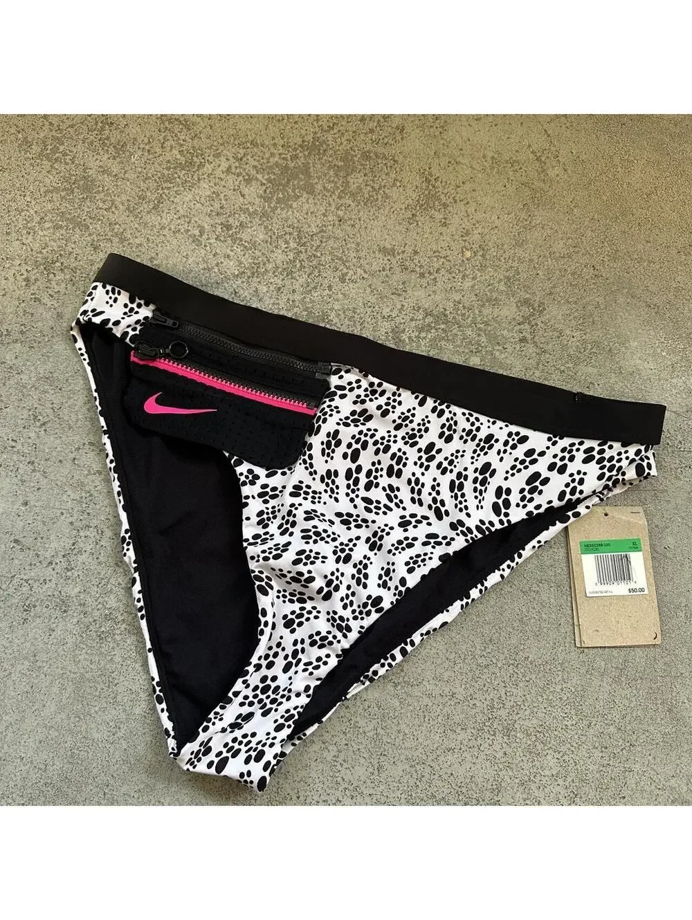 Nike High Cut Bikini Bottoms w/ Removable Zipper Pocket